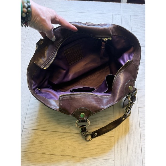 Coach Bleeker Patchwork Tote Leather Multi Brass Shoulder Bag Boho Retro Suede - Picture 2 of 12